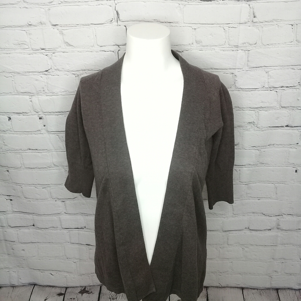 Express Dark Brown Open Front Knit Cardigan 3/4 Length Sleeve Sz XSmall
